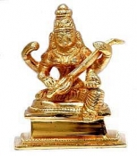 Brass Saraswati with Gold Finished-3