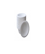 Eco-Friendly 6 oz Round Regular Katori Biodegradable White Bowls Made with Sugarcane Pulp and Fiber - 200 pack