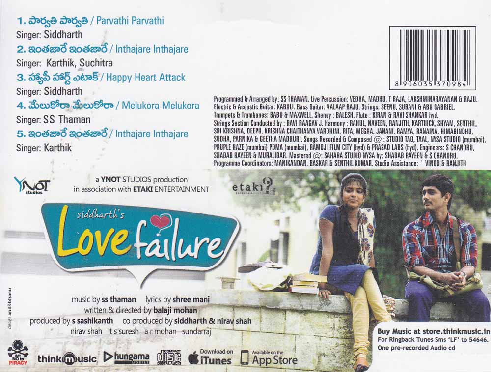 Description Love Failure Telugu CD